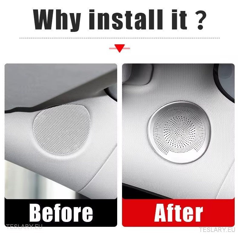 Tesla 3/y interieur voorronde luidspreker deksel zilver (paar)