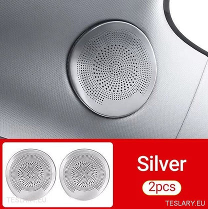 Tesla 3/y interieur voorronde luidspreker deksel zilver (paar)
