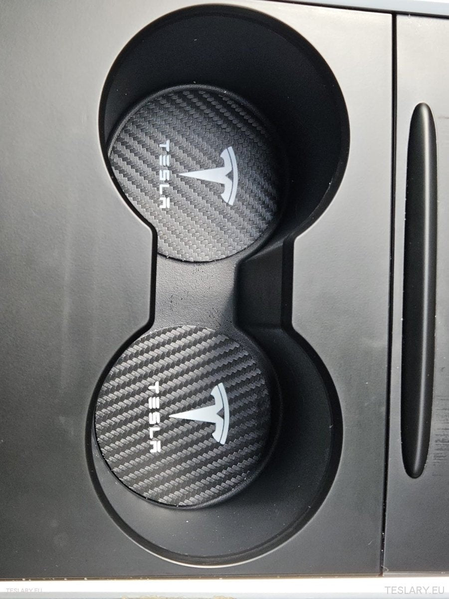 Tesla Model 3 Y S X Mustat nahkaiset keskikonsolin kupin sisäosat logolla