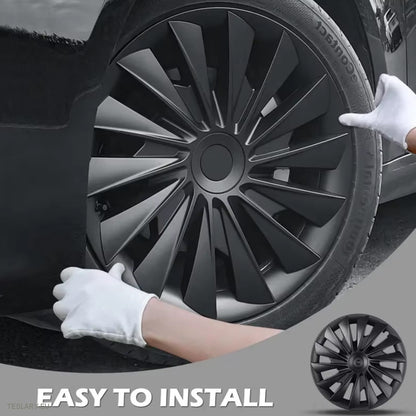 18" Tesla Model 3+ Highland Performance Induction Style Wheel Covers - Matte Black