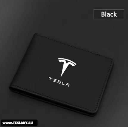 Ultra-Thin Leather ID / Card / License Holder With TESLA LOGO Back