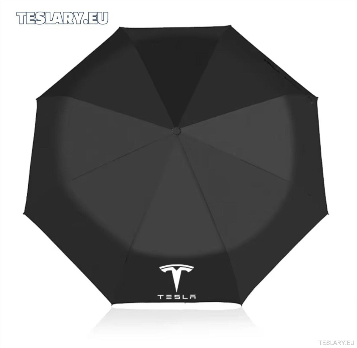 Black Wind & Rain Resistant Umbrella with Tesla Logo - TESLARY Tesla Shop Accessories Europe Nederlands Ireland Deutschland Espana Alicante France Italia