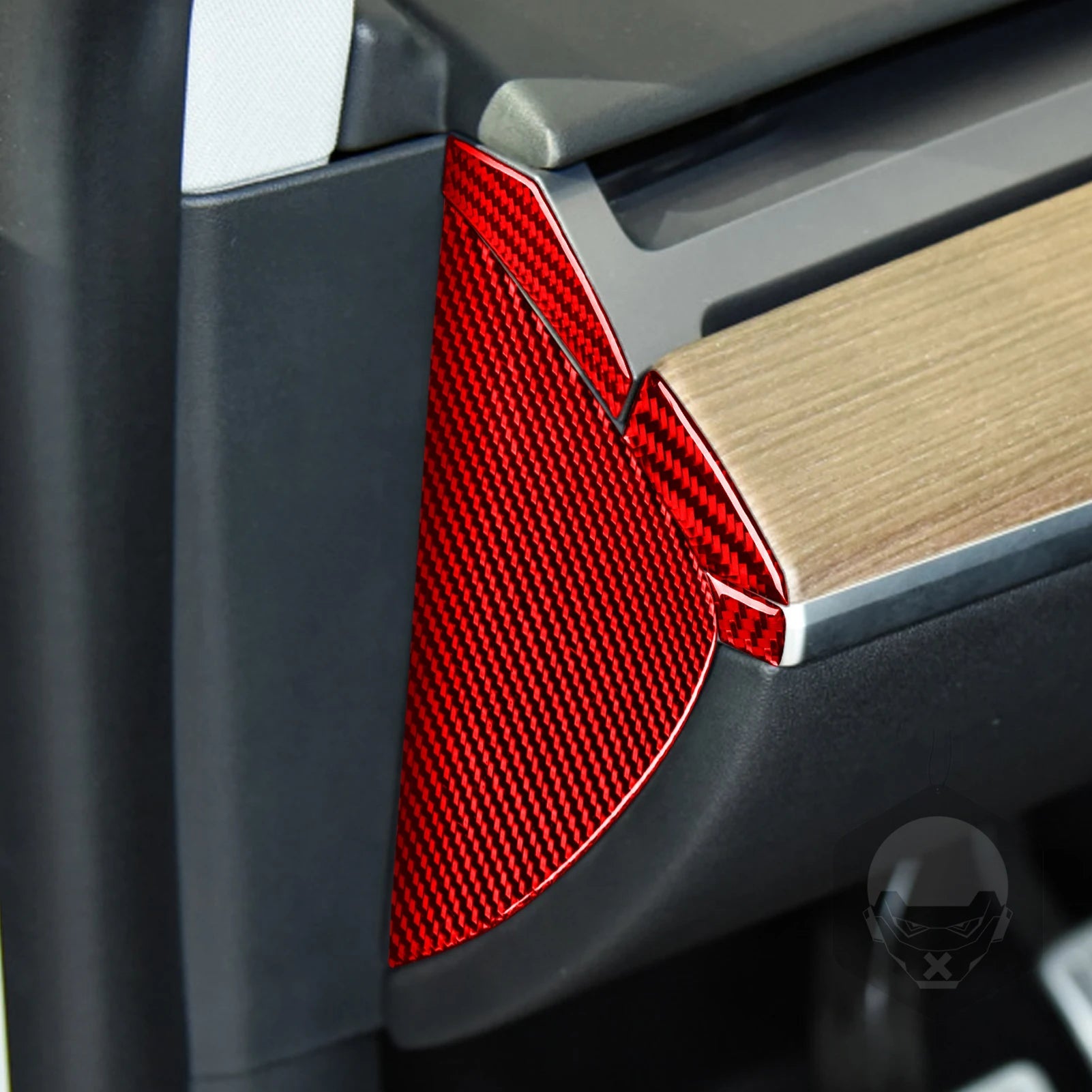 Carbon fiber dash trim panel stickers for the Tesla Model 3 and Tesla Model Y from Europes Teslary.eu - Ireland Deutschland Nederlands Denmark Sweden Finland Norway France Espana