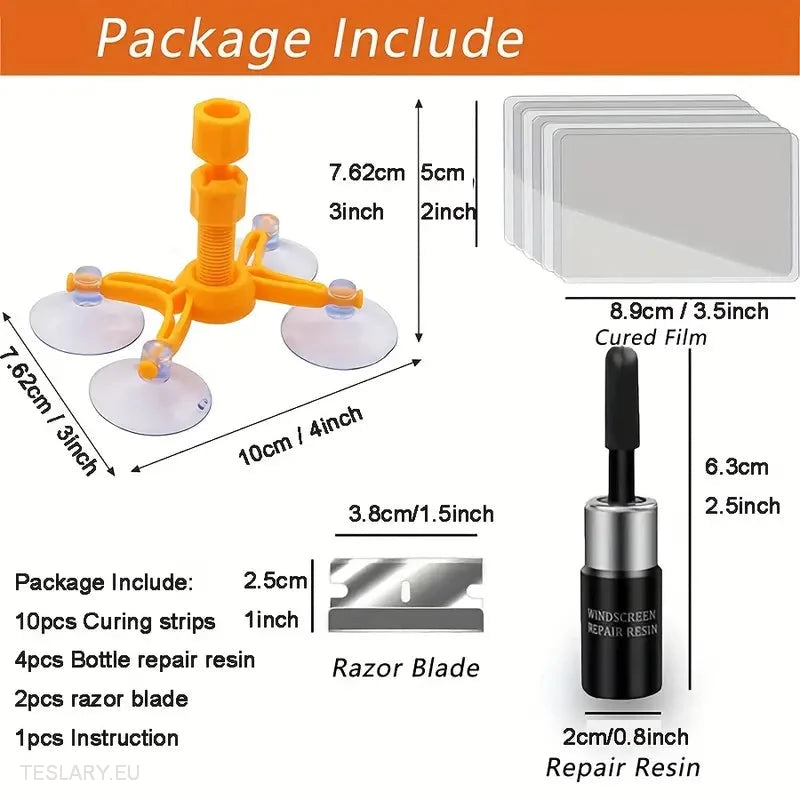 Windscreen Glass Crack Repair Kit with Resin Chamber