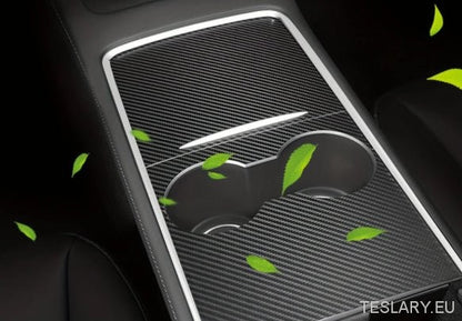 Centre Console TPU Covers in Black & White Carbon and Wood Grain for Tesla Model 3 / Y - TESLARY Tesla Shop Accessories Europe Nederlands Dublin Cork Ireland Deutschland Espana Alicante France Italia