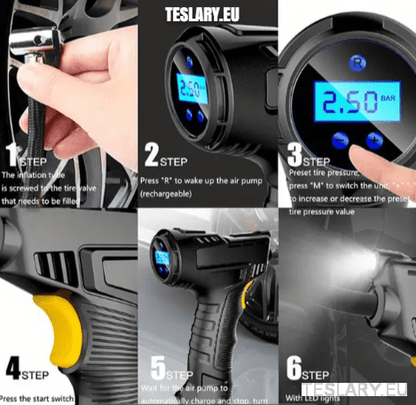 Cordless Battery Powered Tyre Compressor Gun Type for Tesla Model 3 Y S X - TESLARY Tesla Shop Accessories Europe Nederlands Dublin Cork Ireland Deutschland Espana Alicante France Italia