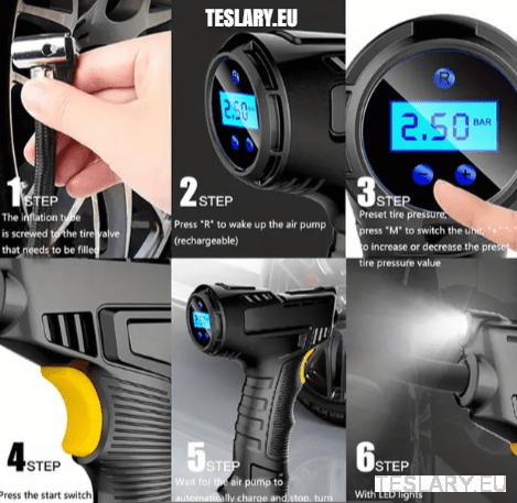 Cordless Battery Powered Tyre Compressor Gun Type for Tesla Model 3 Y S X - TESLARY Tesla Shop Accessories Europe Nederlands Ireland Deutschland Espana Alicante France Italia