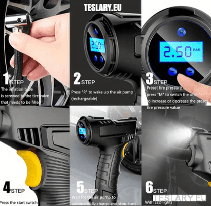Cordless Battery Powered Tyre Compressor Gun Type for Tesla Model 3 Y S X - TESLARY Tesla Shop Accessories Europe Nederlands Ireland Deutschland Espana Alicante France Italia