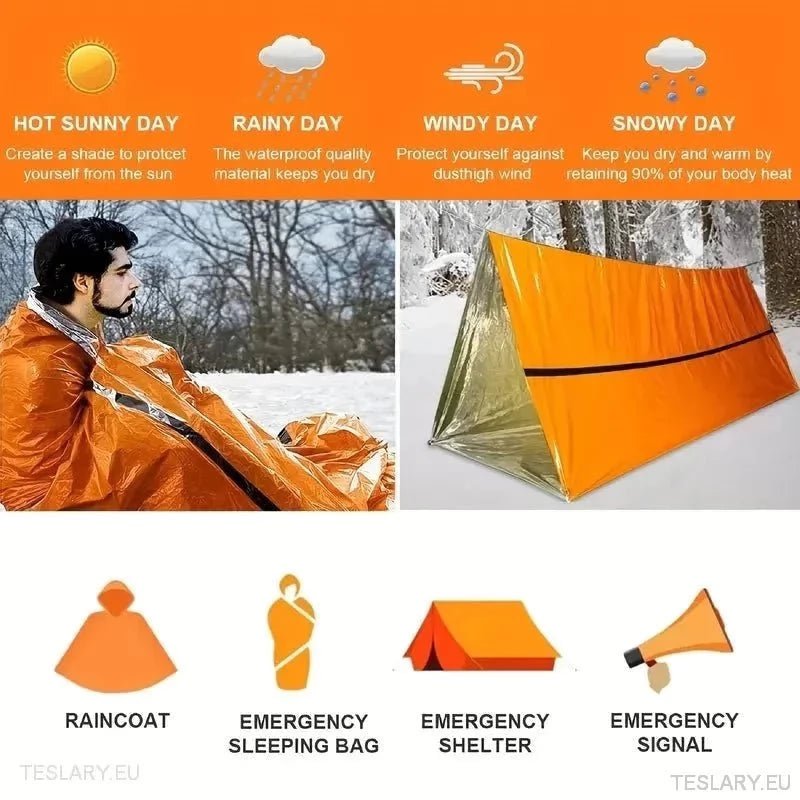 Emergency Sleeping Bag - Outdoor Survival - TESLARY Tesla Shop Accessories Europe Nederlands Ireland Deutschland Espana Alicante France Italia