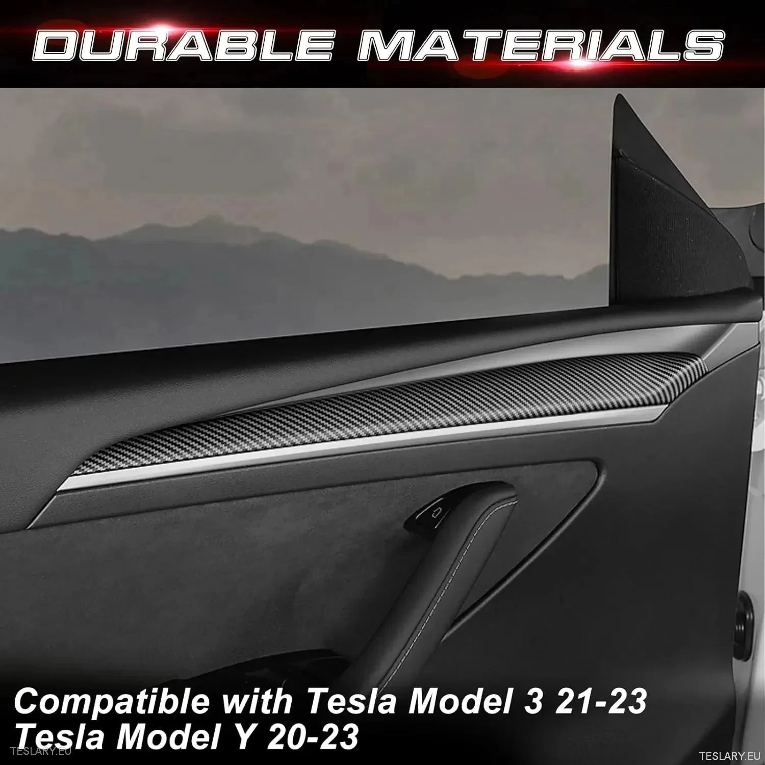 Internal Door Side Trims Tesla 3/Y - TESLARY Tesla Shop Accessories Europe Nederlands Dublin Cork Ireland Deutschland Espana Alicante France Italia