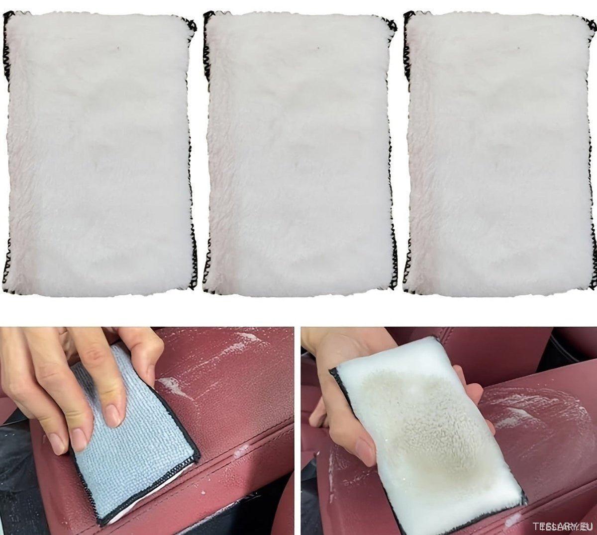 Luxury car upholstery cleaning sponge set, seat and exterior care washing block, cloth set - TESLARY Tesla Shop Accessories Europe Nederlands Ireland Deutschland Espana Alicante France Italia