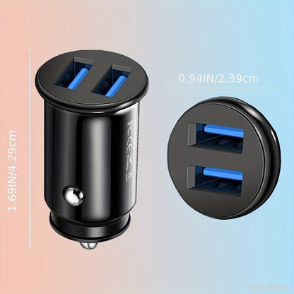 Mini USB Car Charger 2 Ports Fast Charger Adapter for EVs Including Tesla , BYD & Many More - TESLARY Tesla Shop Accessories Europe Nederlands Dublin Cork Ireland Deutschland Espana Alicante France Italia