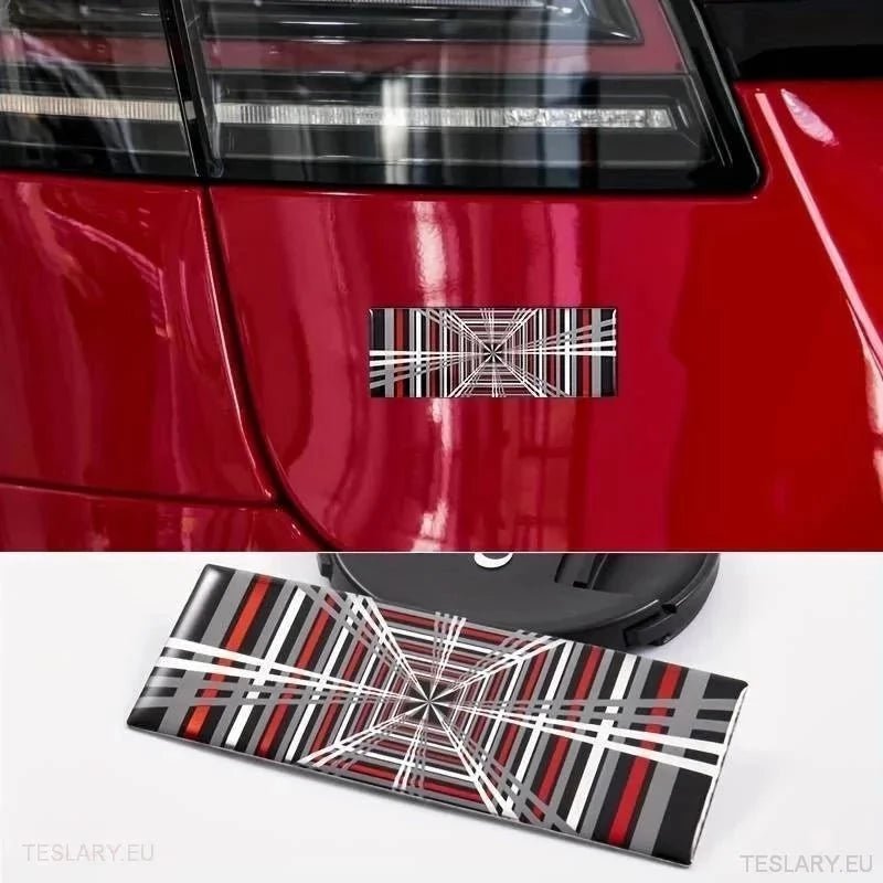 " PLAID " Logo 3D Dome Style Decal 11cm x 4cm - TESLARY Tesla Shop Accessories Europe Nederlands Ireland Deutschland Espana Alicante France Italia