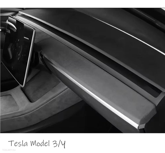 Suede Dashboard Cover with Door Panel Inserts for Tesla 3/Y -TESLARY.IE Tesla Shop Europe