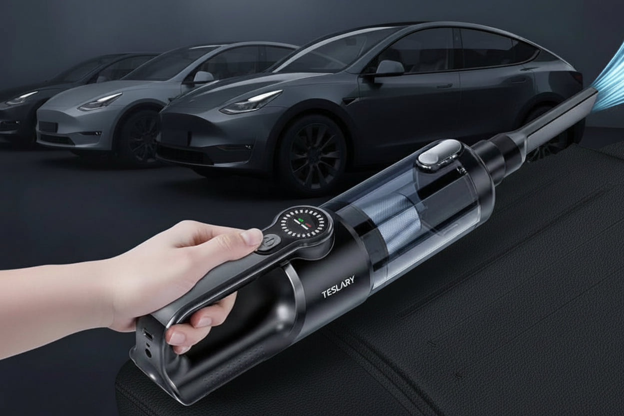 Premium Handheld Cordless Vacuum Cleaner Equipped with a Brushless Motor, Featuring a Powerful Suction of 18000Pa, LED Lights, a Type - C Port, And a Washable Filter, Suitable for your Tesla Model 3 Y S X - TESLARY Tesla Shop Accessories Europe Nederlands Dublin Cork Ireland Deutschland Espana Alicante France Italia