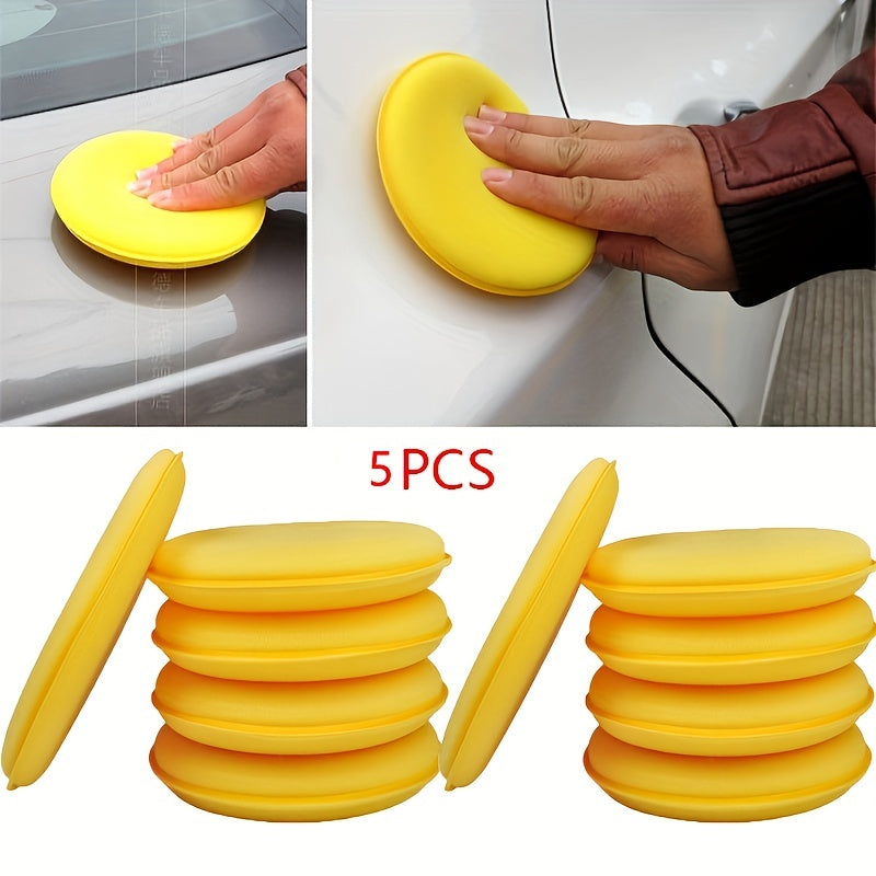 5pcs Car Waxing  Polishing Sponges High Density Foam Applicator Pads For Detailing  Curing Car Wash Supplies
