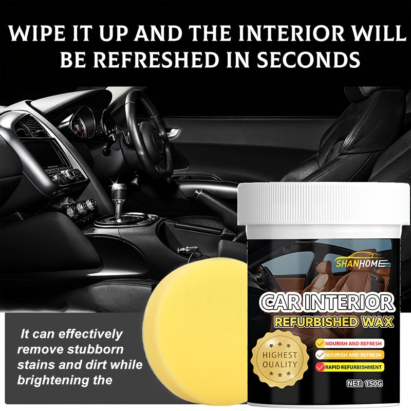 150ml Ultimate Car Interior Restorer Wax Dashboard  Leather Seat Conditioner Tire Shine Enhancer for Sofa Shoes Leather Coats Car Interior Care with Sponge Included PVC Material Universal Fit
