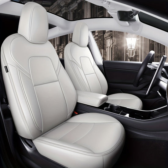 TESLA Model Y Custom Faux Leather Car Seat Covers  Waterproof  Stitched Design Custom Fit for Enhanced Comfort and Style