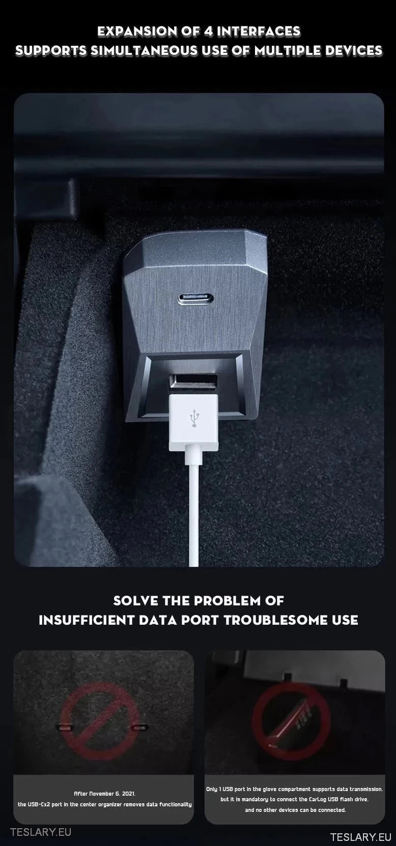 Tesla 3/Y Glove Box Stație de andocare (numai cu mașina stângă)