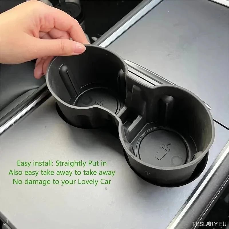 Tesla 3/Y Black Soft Plastic Centre Console Cup Inserts - TESLARY Tesla Shop Accessories Europe Nederlands Dublin Cork Ireland Deutschland Espana Alicante France Italia