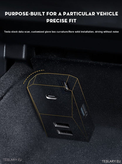 Tesla 3/Y Glove Box Docking Station ( LEFT HAND DRIVE ONLY ) - TESLARY Tesla Shop Accessories Europe Nederlands Ireland Deutschland Espana Alicante France Italia