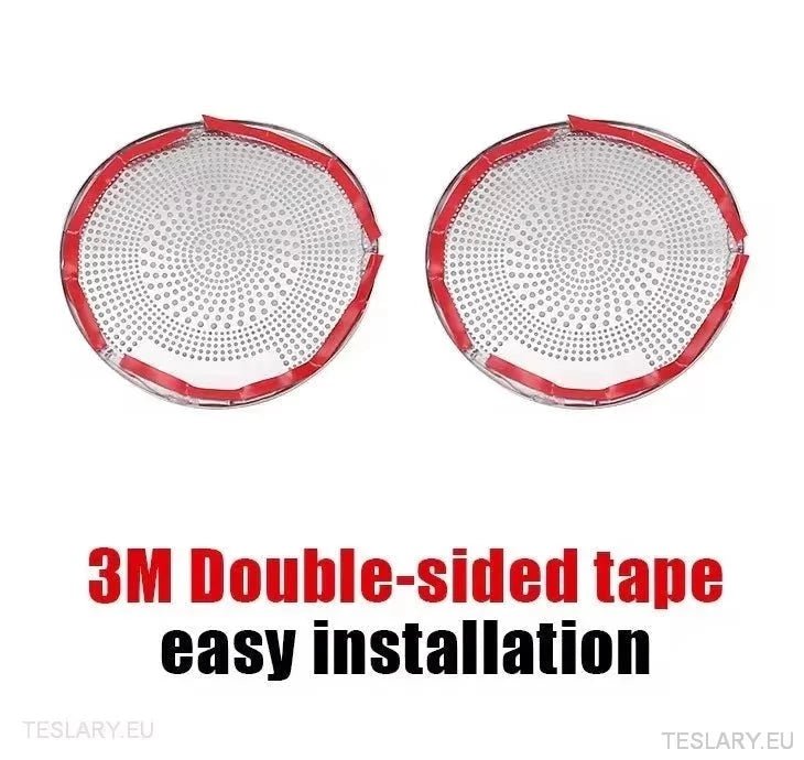 Tesla 3/Y Interior Front Circular Speaker Cover Silver ( PAIR ) - TESLARY Tesla Shop Accessories Europe Nederlands Ireland Deutschland Espana Alicante France Italia