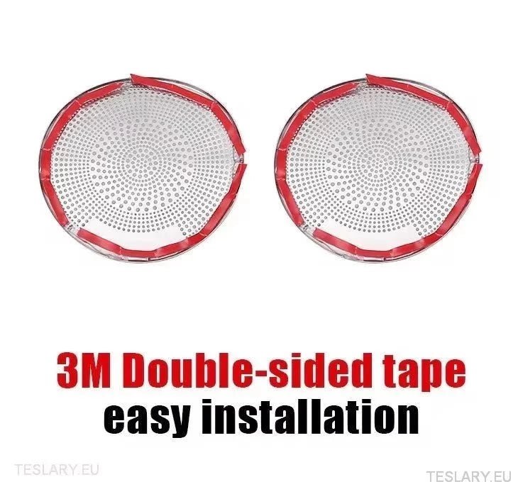 Tesla 3/Y Interior Front Circular Speaker Cover Silver ( PAIR ) - TESLARY Tesla Shop Accessories Europe Nederlands Ireland Deutschland Espana Alicante France Italia