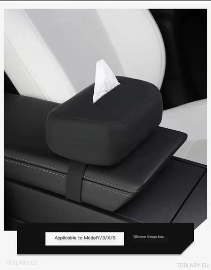 Tesla 3/Y/X/S Silicone Tissue Holder with Adjustable Strap - TESLARY Tesla Shop Accessories Europe Nederlands Ireland Deutschland Espana Alicante France Italia