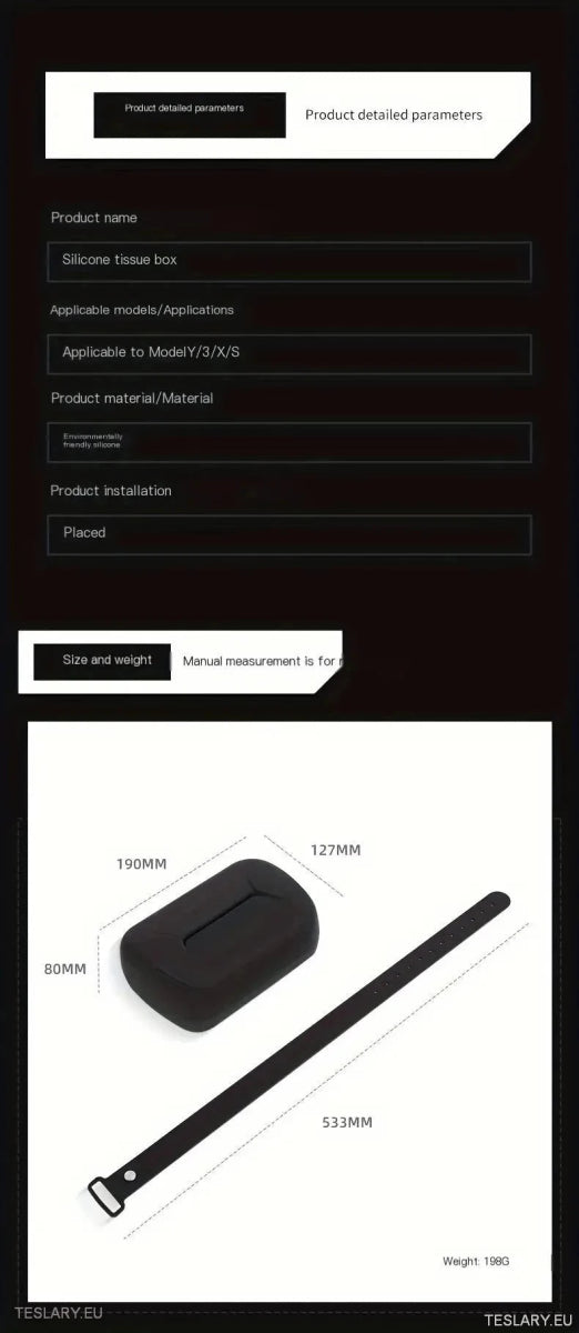 Tesla 3/Y/X/S Silicone Tissue Holder with Adjustable Strap - TESLARY Tesla Shop Accessories Europe Nederlands Ireland Deutschland Espana Alicante France Italia