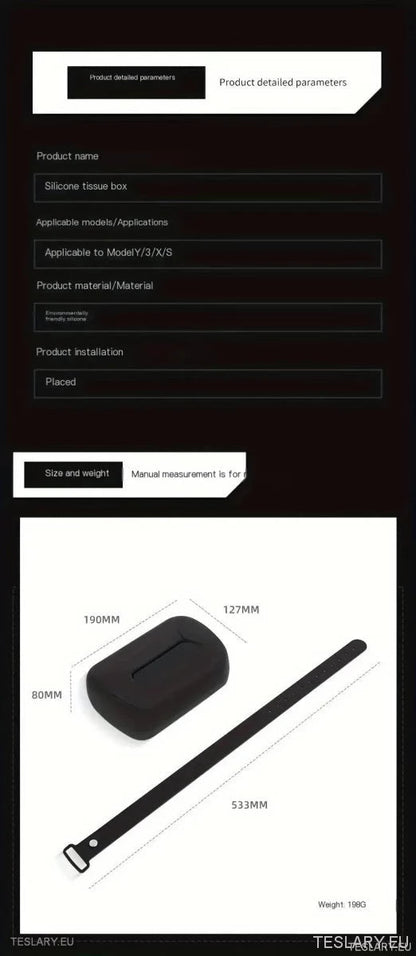 Tesla 3/Y/X/S Silicone Tissue Holder with Adjustable Strap - TESLARY Tesla Shop Accessories Europe Nederlands Ireland Deutschland Espana Alicante France Italia
