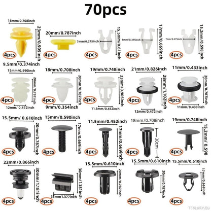 Tesla Body Internal and External Fixer Fastener Clip Pack 70 Pieces - TESLARY Tesla Shop Accessories Europe Nederlands Dublin Cork Ireland Deutschland Espana Alicante France Italia