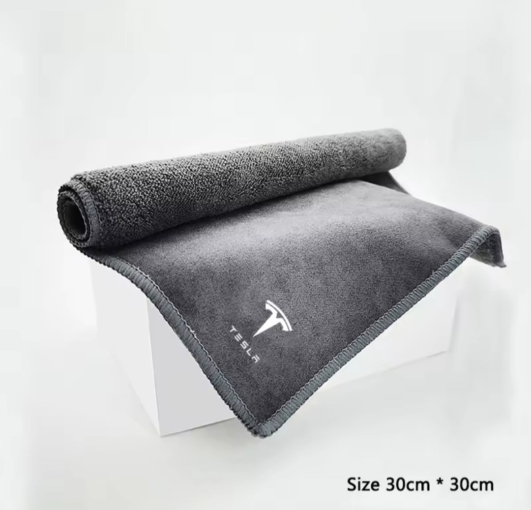 Tesla Car Wash Microfiber Towel Premium Auto Detailing Cloth with Logo - TESLARY Tesla Shop Accessories Europe Nederlands Dublin Cork Ireland Deutschland Espana Alicante France Italia