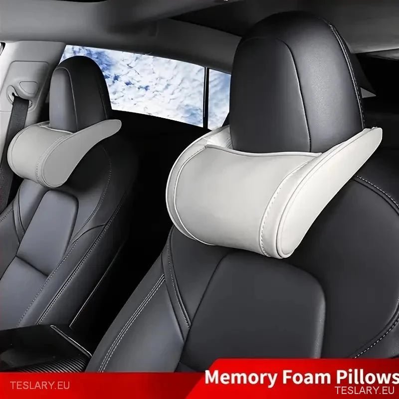 Tesla Leather Memory Foam Neck Pillow ( 1 PIECE ) Black or White -TESLARY.IE Tesla Shop Europe