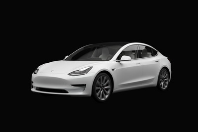 Tesla Model 3 2019 white on black background