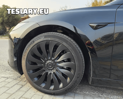 Tesla Model 3+ Highland 18" Storm Style Wheel Covers - Matte Black - TESLARY Tesla Shop Accessories Europe Nederlands Ireland Deutschland Espana Alicante France Italia