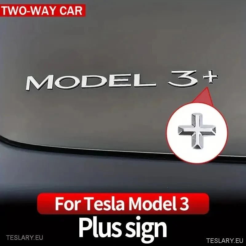 Tesla Model 3+ Long Range  " +  " logo SIlver - Tesla Shop Europe - TESLARY.IE Ireland - France boutique- Deutschland Geschäft- España comercio - Nederland winkel- TESLARY.IE
