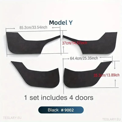 Tesla Model 3 / Y Anti Kick Protective Suede Door Panel Covers - TESLARY Tesla Shop Accessories Europe Nederlands Dublin Cork Ireland Deutschland Espana Alicante France Italia