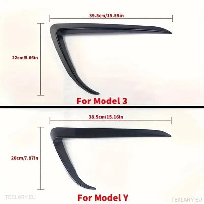 Tesla Model  3 / Y  Fog Lights Wind Splitter In Carbon and Black -TESLARY.IE Tesla Shop Europe