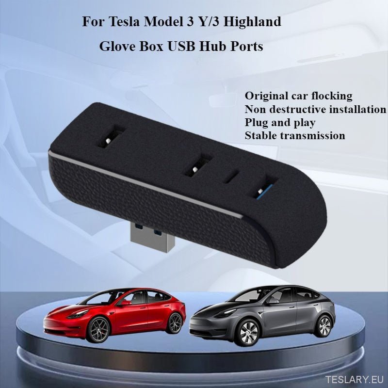 Tesla Model 3 / Y Glove Box USB Hub & Docking Station ( LEFT HAND DRIVE ONLY ) - TESLARY Tesla Shop Accessories Europe Nederlands Ireland Deutschland Espana Alicante France Italia