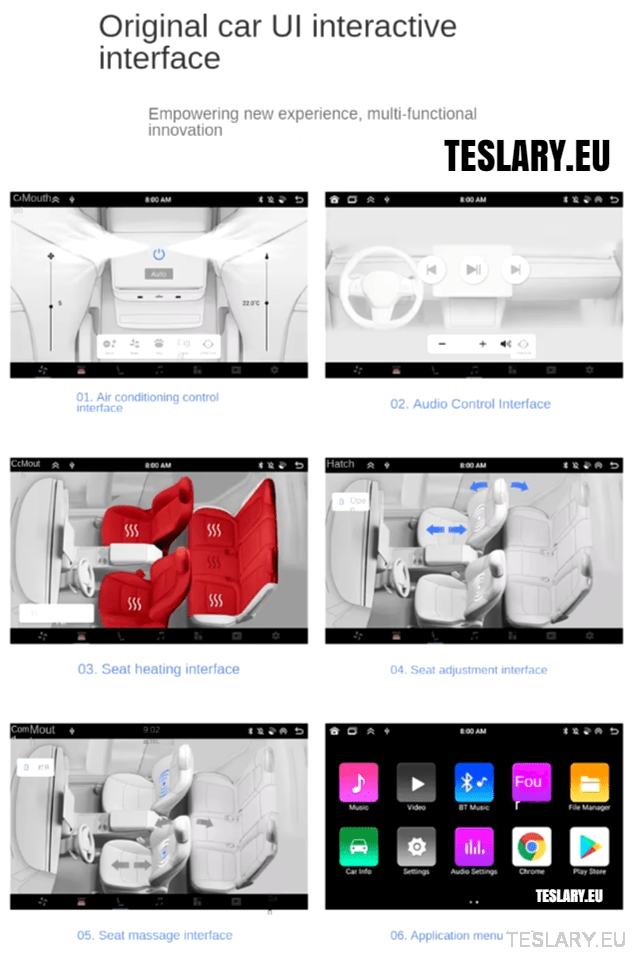 Tesla Model 3 / Y Rear 8.66" Screen with Android Auto & Apple Car Play - TESLARY Tesla Shop Accessories Europe Nederlands Dublin Cork Ireland Deutschland Espana Alicante France Italia