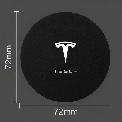 Tesla Model 3 Y S X Black Leather Centre Console Cup Inserts with Logo - TESLARY Tesla Shop Accessories Europe Nederlands Dublin Cork Ireland Deutschland Espana Alicante France Italia