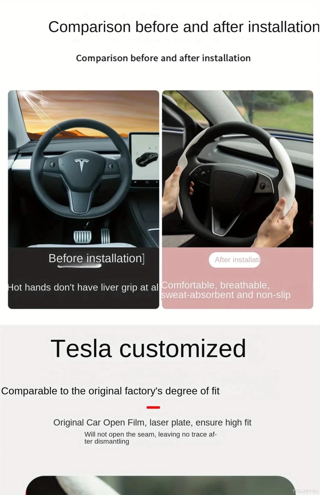 Tesla Model 3 / YUltra - Thin Steering Wheel Cover - TESLARY Tesla Shop Accessories Europe Nederlands Dublin Cork Ireland Deutschland Espana Alicante France Italia