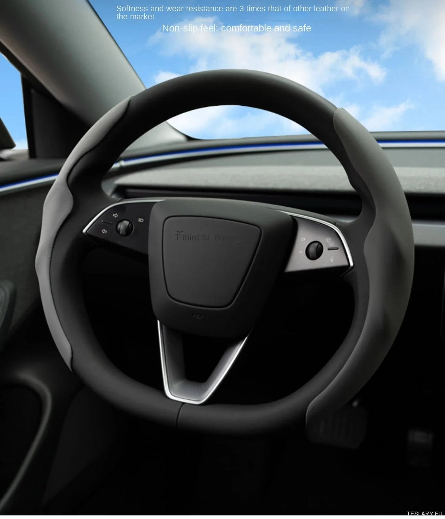 Tesla Model 3 / YUltra - Thin Steering Wheel Cover - TESLARY Tesla Shop Accessories Europe Nederlands Dublin Cork Ireland Deutschland Espana Alicante France Italia
