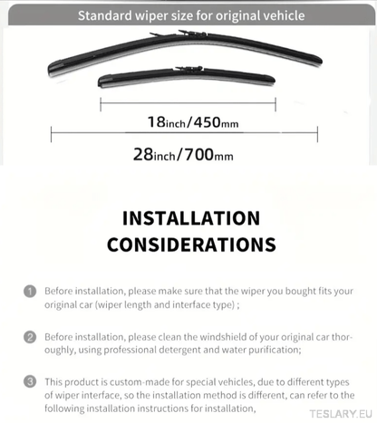 TESLA MODEL X WIPER BLADE KIT ( BOTH WIPERS ) 18 / 28 2016 - 2020 LHD - TESLARY Tesla Shop Accessories Europe Nederlands Ireland Deutschland Espana Alicante France Italia