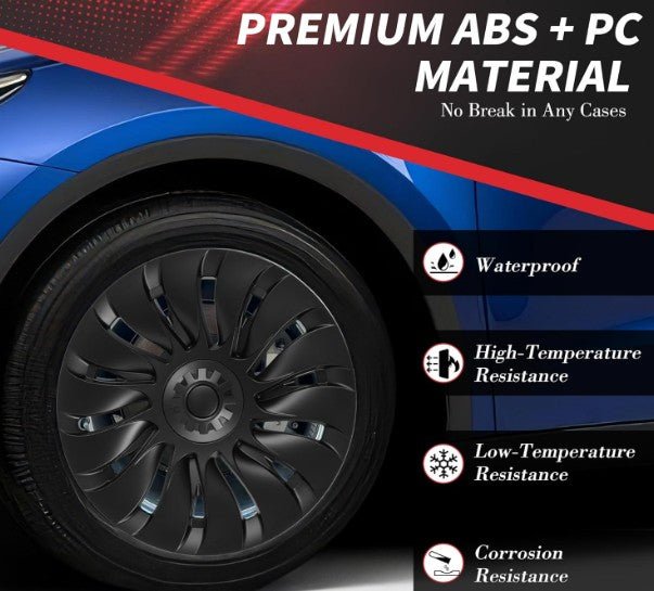 TESLA MODEL Y 19" FULL COVERAGE UBERTINE STYLE HUBCAPS - MATTE BLACK - TESLARY Tesla Shop Accessories Europe Nederlands Dublin Cork Ireland Deutschland Espana Alicante France Italia