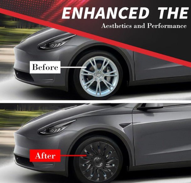 TESLA MODEL Y 19" FULL COVERAGE UBERTINE STYLE HUBCAPS - MATTE BLACK - TESLARY Tesla Shop Accessories Europe Nederlands Dublin Cork Ireland Deutschland Espana Alicante France Italia