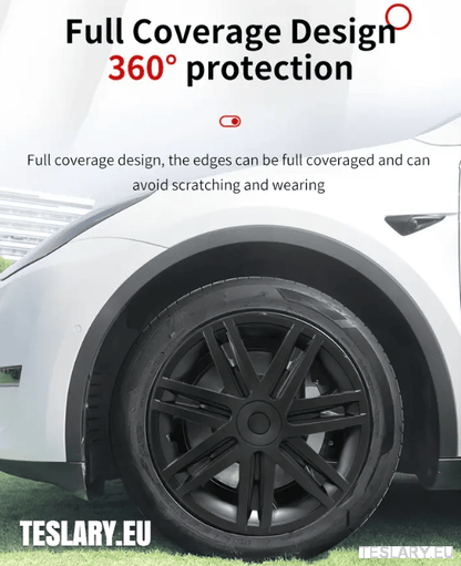 TESLA MODEL Y 19" UNIQUE S3 FULL COVER WHEEL HUBS STAR STYLE - TESLARY Tesla Shop Accessories Europe Nederlands Ireland Deutschland Espana Alicante France Italia