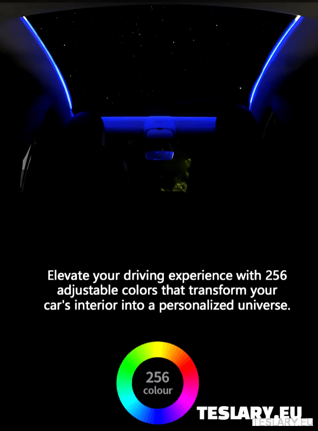 Tesla Model Y Led Ambient Roof Lighting - TESLARY Tesla Shop Accessories Europe Nederlands Dublin Cork Ireland Deutschland Espana Alicante France Italia