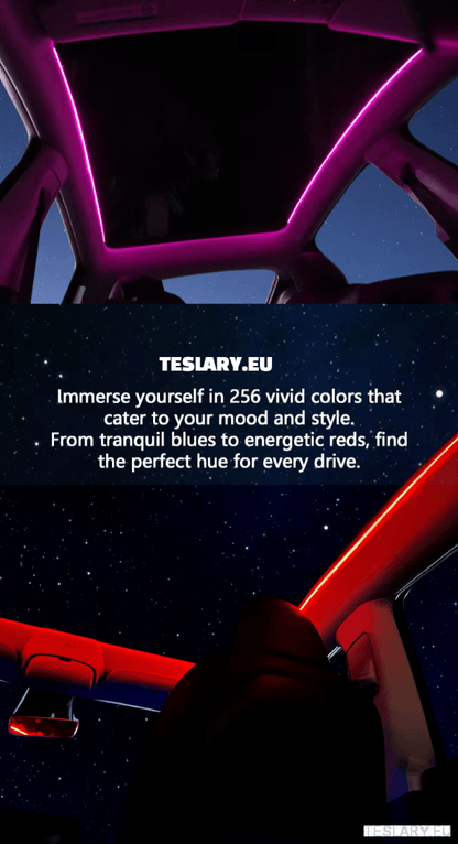 Tesla Model Y Led Ambient Roof Lighting - TESLARY Tesla Shop Accessories Europe Nederlands Ireland Deutschland Espana Alicante France Italia