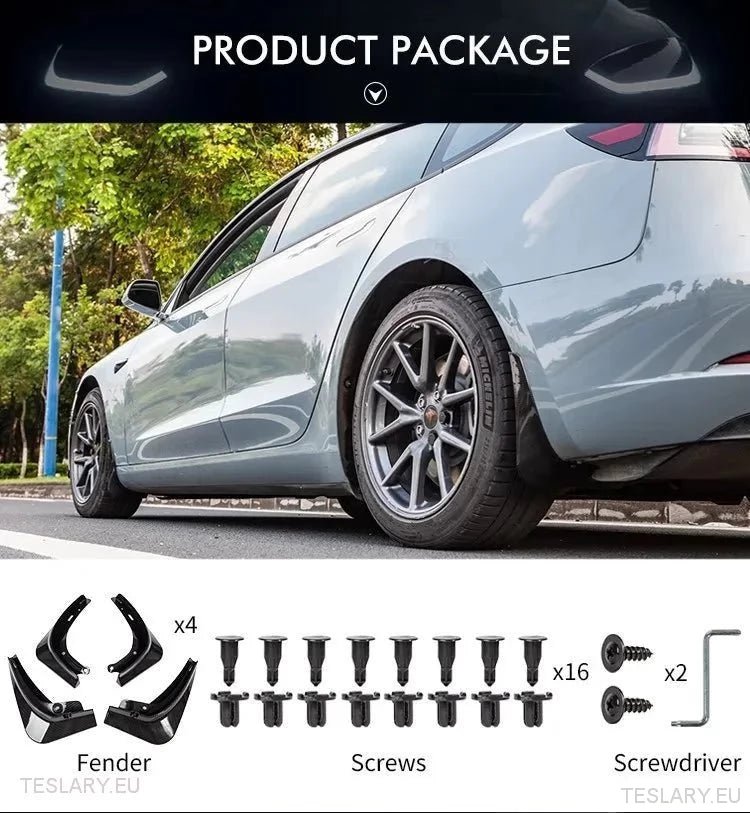 Tesla Model Y Mud Flaps / Splash Guards TPU / Black Carbon or White - TESLARY Tesla Shop Accessories Europe Nederlands Dublin Cork Ireland Deutschland Espana Alicante France Italia